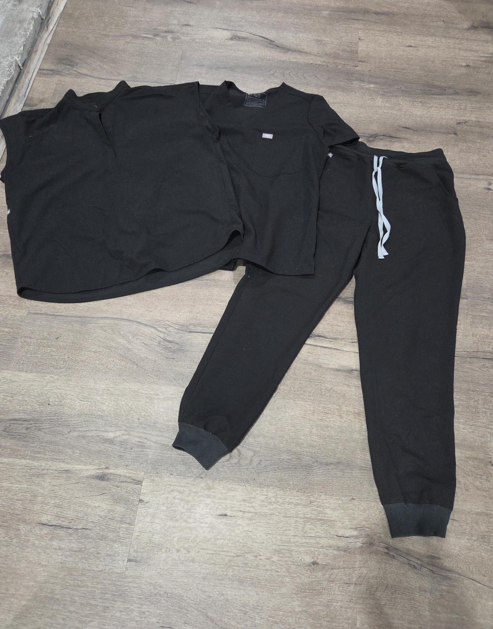 Figs Black Jogger Set with Contrast Drawstring